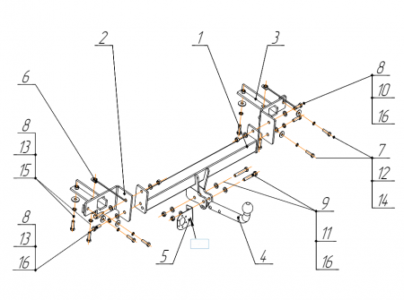 Фаркоп 9010-A Oris на Brilliance V5 2013-2017. Необходима подрезка бампера. Тип шара: A. Нагрузки: 1250/75 кг, масса фаркопа 17,3 кг (без электрики в комплекте) от магазина ФаркопРос